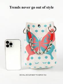 Cute Cartoon Multi-Color Knot Decor Large Capacity Bucket Bag, Handheld Tote, Elegant Multifunctional Travel Handbag, Kawaii - Beige - View 4