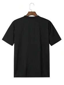 Men's Plus Size Oversized T-Shirt With Los Angeles Print - Crew Neck, Short Sleeve, Casual Summer Wear, Comfortable And Casual For Big And Tall Men, PLUS SIZE - 黑色 - 查看 2