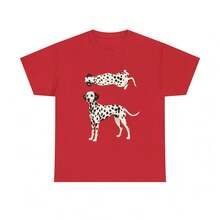 Women's T-Shirt With Dalmatian Dog Illustration T-Shirt |   Two Dalmatians On A Red Background Are Cool In The Summer - 紅色 - 查看 7