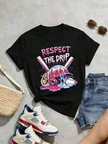 Women's T-shirt Vintage Camiseta de manga corta con cuello redondo suave y casual de verano para mujer, estilo rugby, estilo universitario, tops para salir, algodón, vintage, estilo callejero europeo y americano, casual deportivo, estilo unisex, estilo casual urbano, tops bonitos, generación Z, curvas, ropa Y2K, camisetas divertidas, tops para damas, conjuntos de vacaciones para mujeres, top lindo, camiseta gráfica, conjuntos de primavera, camisetas holgadas, ropa de calle retro, estilo de los 90, estilo de los 2000, subcultura, top negro, tops blancos, conjunto de fiesta de los 90. Estilo gótico de moda - Negro - Ver 5