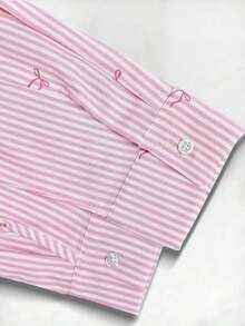 Blusa de mujer, estampado de rayas de fresa, diseño fresco y ligero, camisa estilo Ins, blusas de mujer holgadas de manga larga casual de doble uso, regalo para la mejor amiga y la novia, otoño/invierno, graduación, maestras, vuelta al cole - Multicolor 6 - Ver 4