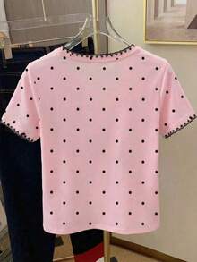 Camiseta casual de mujer con cuello redondo y estampado de lunares - Multicolor 4 - Ver 2
