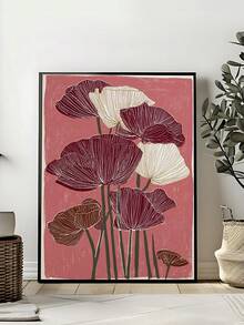 1pc Burgundy Poppy Art Print, Lotus Ukiyo-E Botanical Poster, Blue Floral Wall Art, Festival Gift,Suitable For Bedroom,Living Room,Kitchen,Wall Arts,Wall Decor,Home Decor,Room Decor, Canvas Wall Art, Posters, Wall Art With Frame, Optional Frame ﻿ ﻿ - 1PCS - View 5