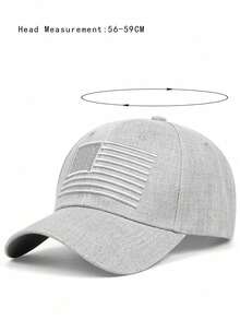 1pc Men's Adjustable Baseball Cap With US Flag Embroidery, Casual Outdoor Hat For Spring And Autumn - Heather Gray - View 2