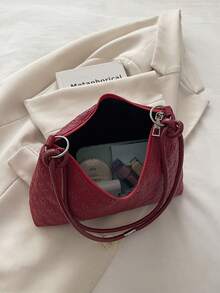 Tas Tote Anyaman Modis Terbaru, Tas Bahu Bergaya Retro - Merah - View 4