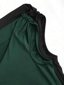 Set de 2 camisetas ajustadas con cuello asimétrico, versátil top casual, primavera/verano - Multicolor 6 - Ver 7