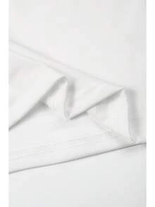 Camiseta de tela suave con estampado, cuello redondo, manga corta, estilo casual, para primavera y verano, camiseta de moda para mujer. - Blanco - Ver 4