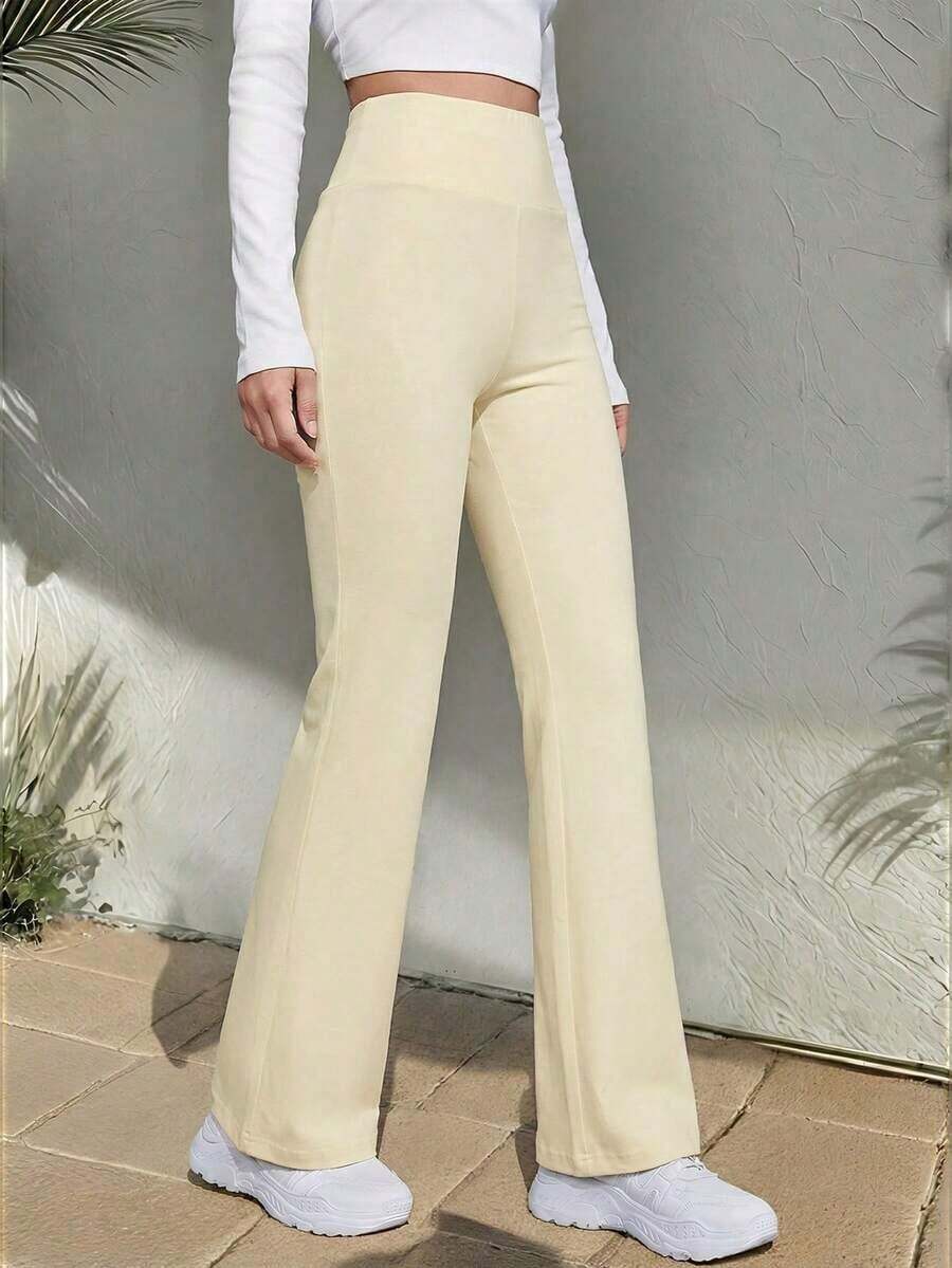 Pantalones acampanados de cintura ancha - Albaricoque - Ver 1