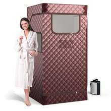GOFLAME Single Person Steam Sauna Full Body Sauna Tent With Remote Control Foot Massager And Foldable Chair - Brown - View 1