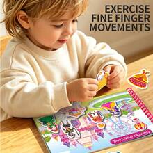 Juego de libro de actividades con pegatinas reutilizables, libro de juego de pegatinas amigable para viajar con múltiples temas de escenas, libro de actividades con pegatinas reutilizables, colección de libros de juego de escenas divertidas - Multicolor - Ver 9
