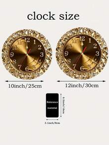1pc 25/30cm (Batteries Not Included) 2D Flat Golden Diamond Theme Wooden Silent Decorative Wall Clock, Creative Design, Suitable For Bedroom, Living Room, Office - Multicolor - View 6