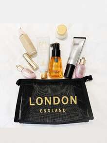 Bộ túi tote lưới in hình London, Anh, màu đen, kèm túi đựng đồ có khóa kéo, túi xách tote trong suốt dung tích lớn, lý tưởng cho bãi biển, hồ bơi, du lịch và sử dụng hàng ngày, túi tote chống thấm nước đựng đồ bơi, khăn tắm và đồ dùng cần thiết, phù hợp cho phụ nữ, du khách và những người yêu thích biển, hoàn hảo cho kỳ nghỉ hè, du lịch và quà tặng ngày lễ, đa năng như túi tote đi biển, túi hồ bơi, túi du lịch và túi mua sắm. - Nhiều màu - Xem 6