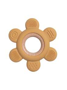1pc Flower Teddy Bear Shaped Silicone Teether With Wooden Ring, Baby Teething Chew Toy, Multicolor Optional For Newborn Infant Molar Training - Multicolor - View 29