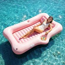 Inflatable Pool Floats, Tanning Pool Lounger ,  Pool Inflatables Floaties Pool Toy Summer Beach Party Swimming Floaty Bed - Pink Leaf-l - View 1