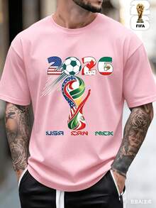 Officially Licensed FIFA World Cup 2026 T-Shirts Featuring National Flags, Made With High-Quality Fabric. These Casual Short-Sleeve T-Shirts Are Perfe - 粉色 - 查看 1