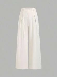 Pantalones anchos plegados con estampado jacquard elegante vintage para mujer, otoño/invierno - Beis - Ver 6
