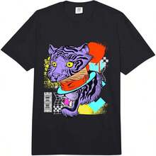 Women's Summer T-Shirt, Vintage Style With Watermelon Graphic Print, All Seasons, 100% Cotton, Single-Sided Print, Crew Neck, Short Sleeve, Unisex, Base Layer, Fashionable, Cool And Comfortable - 白色 - 查看 6