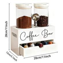 IDUK 1PC Wooden Coffee Pod Storage Drawer, Lidded Coffee Bean Storage Box With Drawer, Lidded Storage Container For Coffee And Food For Home Kitchen Bar Use - White - View 3