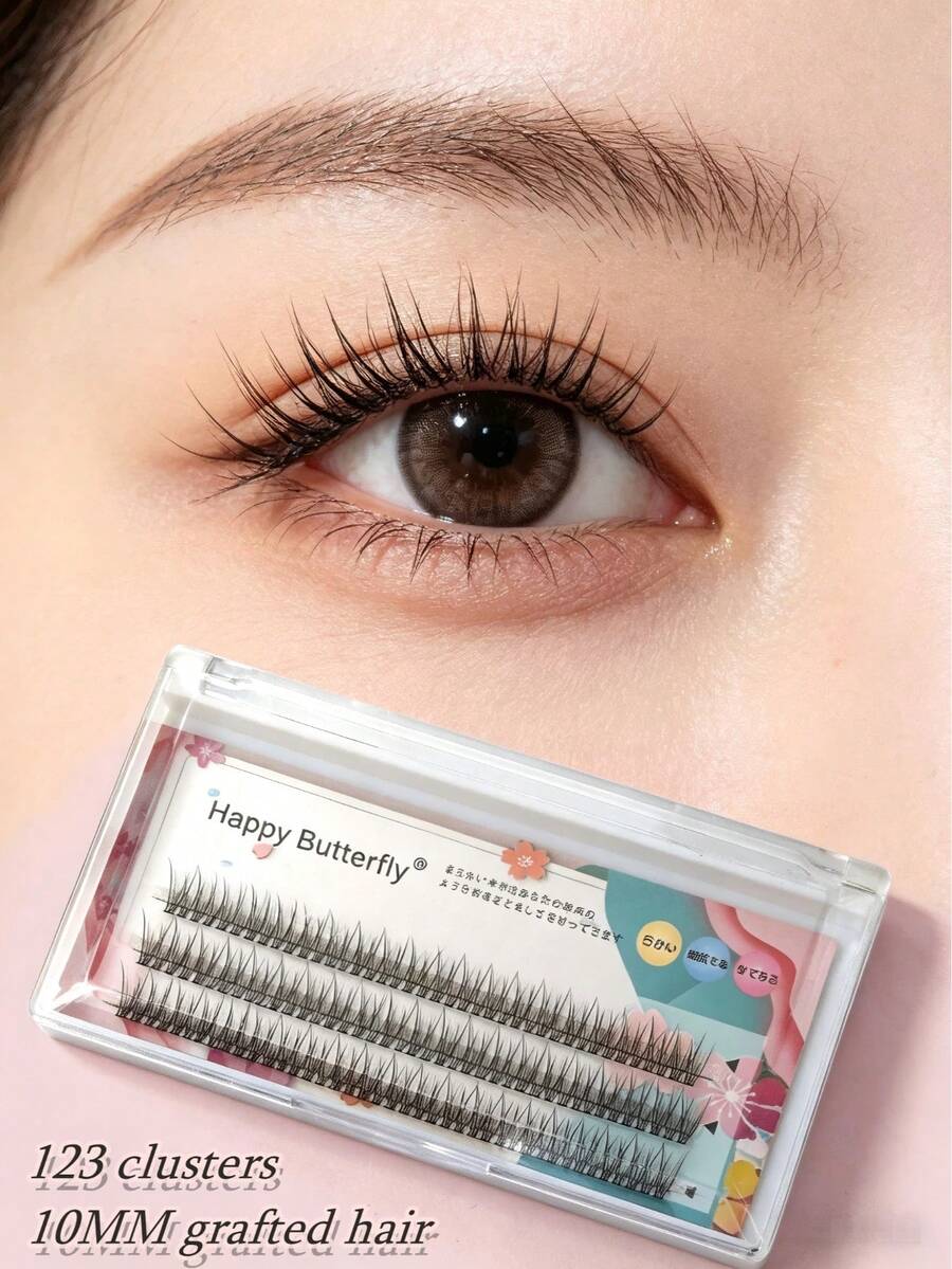 MAANGE 123 Cluster Eyelash Extension Set, C-Curl Curling Segmented False Eyelashes, Natural & Voluminous Effect, Suitable For Beginners DIY Eye Makeup At Home, Eyelash Clusters, Individual False Lashes, Segmented False Lashes