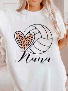 Camiseta de Mujer 100% Algodón, Diseño de Jugadora de Voleibol Nana Leopard - Blanco - Ver 7