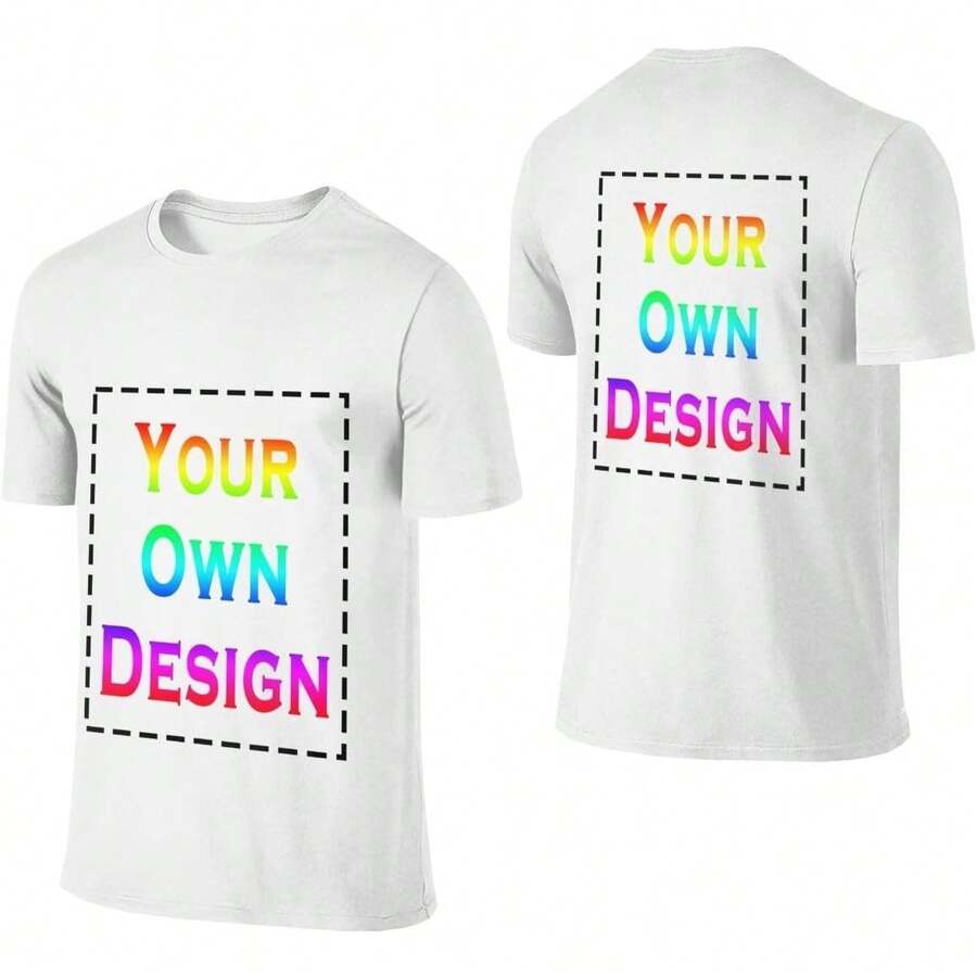 Camisetas Personalizadas - Camiseta Unisex de Cuello Redondo Personalizada - Personaliza Tu Imagen - Blanco - Ver 1