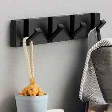 1pc Wall-Mounted Coat Rack, Black Metal Vertical Hat Rack, Floating Garment Hooks Suitable For Coats/Bags/Scarves, Entryway/Office/Hallway/Bathroom Storage Rack - Multicolor - View 16
