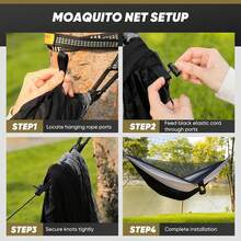 Camping Hammock With Mosquito Net - 黑紅 - 查看 11