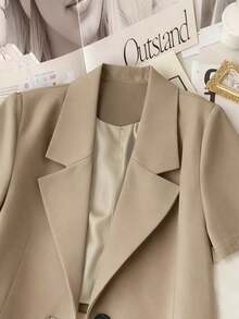 Chaqueta corta casual y de oficina para mujer - Caqui - Ver 4