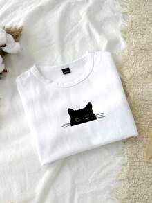 95% algodón. Camiseta corta de manga corta, cuello redondo, ajustada y recortada de unicolor minimalista casual para mujer, vintage, softgirl, elegante. Se puede usar en todas las estaciones, old money, salidas de verano, en casa, vuelta al cole, otoño. - Multicolor 6 - Ver 9