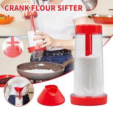 Taza tamizadora de harina giratoria, mezclador de harina semiautomático de mano, herramientas para hornear en el hogar, tamiz de harina de plástico, utensilio de cocina - Blanco - Ver 1