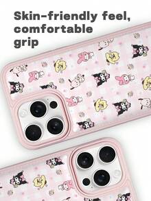Miniso Officially Licensed Stylish Mickey Mouse Collage Embedded Anti-Fall Striped Creative Raised Camera Cartoon Protective Pattern Unique Thick Anti-Fall Protective Case Compatible With Apple Series IPhone 17 ProMax/Air, 16, 11/12/13/14 Plus/XR/7/8 Plus/15 ProMax - Pink - View 5