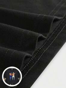 Tienda Local, Camisas de Hombre, Ropa de Hombre, Camisetas Hombre, Camisa de Hombre, Camiseta Lucha Libre 180G Blanca y Negra, Estampado de Luchador, Impresión de Alta Calidad, Cuello Redondo, Corte Holgado Básico, Hombres y Mujeres, Transpirable, Versátil, Lavable a Máquina, Cómoda, Tallas S ~ 3XL, Uso Diario, Casual, Deportiva, Esencial el Verano. - Negro - Ver 4
