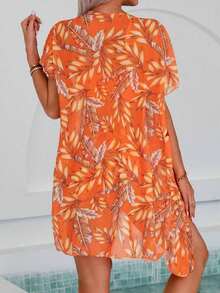 Swim Lushoire Tankini con estampado de plantas - Naranja Quemada - Ver 4
