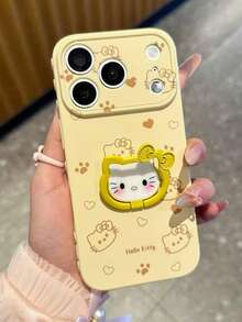 SANRIO 1个猫爪印爱心图案+指环支架侧边保护手机壳，适用于 11-17 Pro Max - 黃色 - 查看 2
