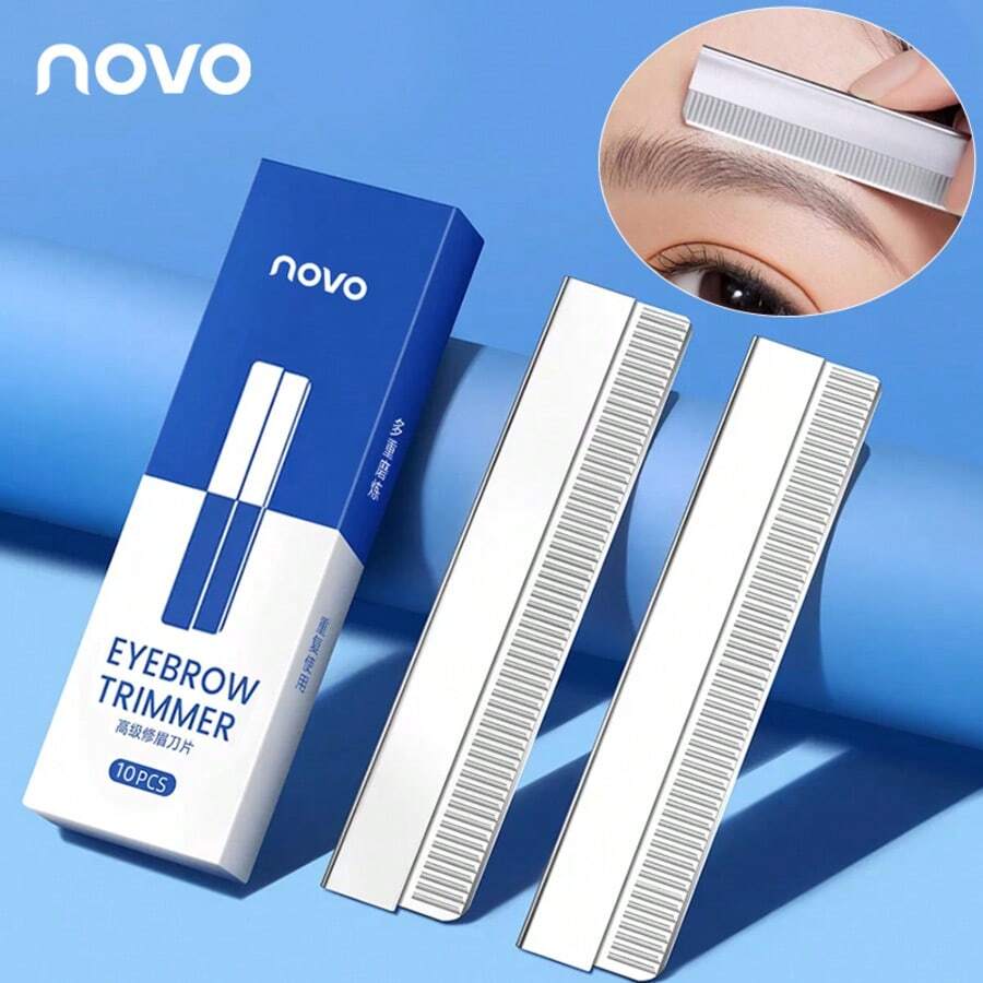 NOVO 10支/盒 眉毛刮刀片 精準修眉刀 鋸齒邊緣 易塑形修眉工具 女士與初學者適用 日常修容、旅行、沙龍使用 - 彩色 - 查看 1