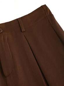 Pantalones anchos plegados con estampado jacquard elegante vintage para mujer, otoño/invierno - Marrón - Ver 5