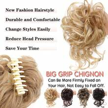 Messy Bun Hair Women Chignon Wig Piece Tousled Updo Air Extensions With Elastic Hair Bands Curly Hair Bun - Multicolor - View 3