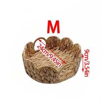 3pcs (S+M+L)/1pc Handwoven Willow Baskets, Scalloped Edge Water Hyacinth Rectangular Storage Baskets, Decorative Wicker Baskets For Coffee Table And Furniture Decor, Holiday Gift Organizer, Boho Reusable Storage Bins For Stationery, Closet, Toys, Cosmetics, Desk Organization, Ideal Gift Basket - Ginger - View 8