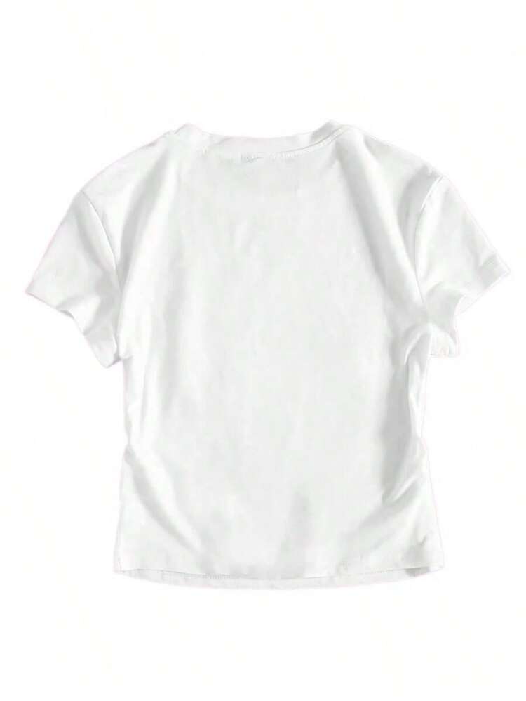 Playera de mujer 100% algodón manga corta estampado floral y fresas ajustada ideal para looks casuales - Blanco - Añade 2