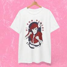 Camisetas Vi Arcane LOL Cute, estilo gaming streetwear, camisetas gráficas, regalos para chicas gamers, elegantes camisetas japonesas de 220 g, de algodón puro, manga corta, para hombre y mujer, tejido grueso, resistente a las arrugas y que no se deforma fácilmente. Estilo sencillo y versátil, ligero y transpirable, perfecto para ir al trabajo, viajar, acampar, ir de compras y para el tiempo libre diario. - Blanco - Ver 1