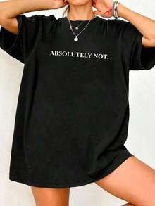 Camiseta casual de manga corta para mujer de talla grande con estampado gráfico del lema "ABSOLUTELY NOT" - Multicolor - Ver 1