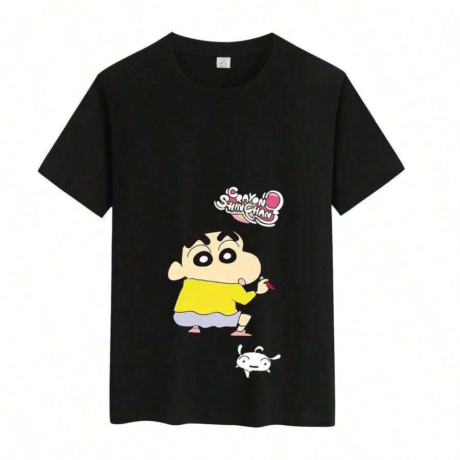 Camiseta de manga corta de algodón para niños y niñas con estampado de dibujos animados de , camiseta de verano para niños, camiseta de moda para bebés y niños, 100% algodón. - Negro 10 - Ver 1