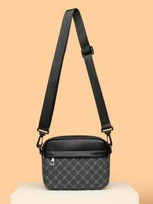 Solid Color Men's Sling Bag, Mini Keychain Shoulder Pouch - Black - View 3