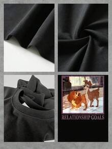 Imagen de dos perros mirando con ternura en un entorno urbano que simboliza amor sincero y conexión fiel entre compañeros camiseta de mujer casual  cómoda y moderna para uso diario - Negro - Ver 4