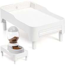 - Soporte elevado para alimentador de mascotas para gatos y perros, estante ajustable de altura elevada, adecuado para alimentador automático de mascotas y dispensador de agua, con cajón para - como en la imagen - Ver 8
