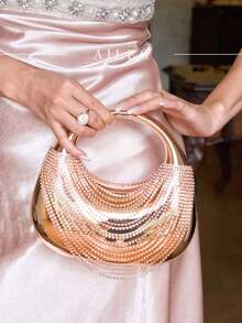 Luxury Women's Party Prom Tassel Rhinestone Evening Clutch Box Bride Crossbody Bag,Perfect For Party,Wedding,Dinner/Banquet,Matching With Formal Dress - Multicolor - View 8