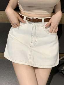 Shorts vaqueros de moda para mujer, combinables con todo, para primavera y verano - Blanco - Ver 7