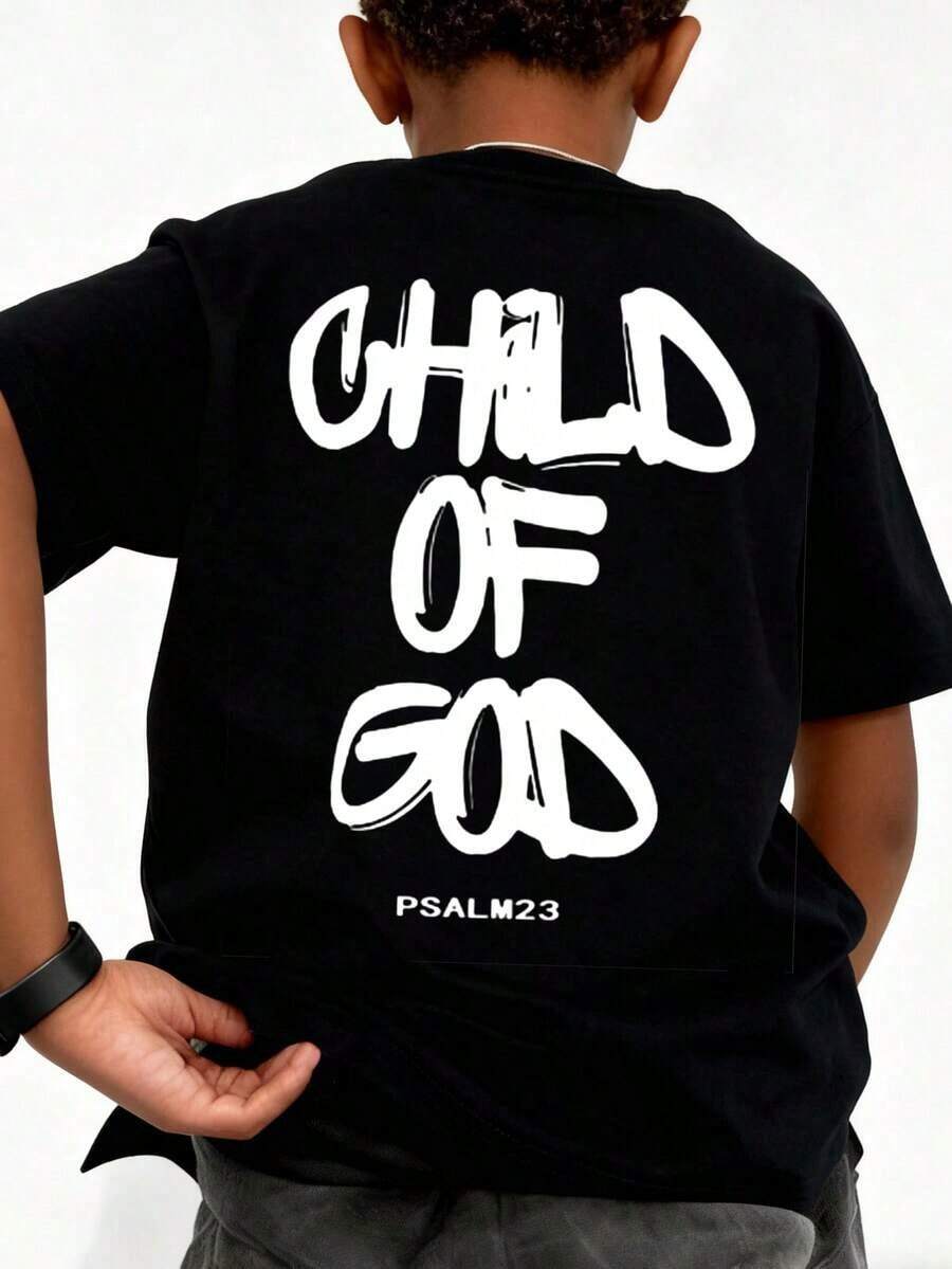 Coolqubz Camiseta de Manga Corta con Cuello Redondo Casual y a la Moda para Adolescentes - Negro - Ver 1