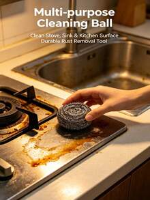 Rust-Resistant And Corrosion-Resistant Steel Wool Scrubber, Ideal For Removing Tough Grease, Burnt Food And Stains, Perfect For Kitchen Pots, Pans, Grills, Stoves, Ovens, Sinks, Outdoor BBQ And Home Surface Cleaning, Reusable And Durable Kitchen Cleaning Tool For Daily Use - Multiple Items - View 4