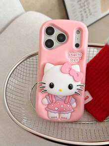 SANRIO 1个新款创意小爱心裙卡通少女Hello Kitty支架手机壳，兼容苹果17、17 Pro、17 Pro Max、16、16 Pro、16 Pro Max、15、15 Pro、15 Pro Max、14 Pro Max、14 Pro、14、13 Pro Max、13 Pro、12 Pro Max、12 Pro、11、11 Pro Max、SE等机型，时尚手机壳保护套，适合作为生日礼物或情侣礼物。 - 彩色 - 查看 3
